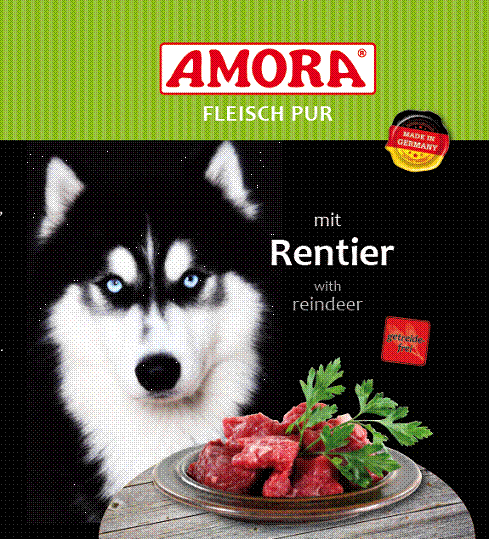 Amora Hund Dose Fleisch pur Rentier 6 x 400g / 6 x 800g